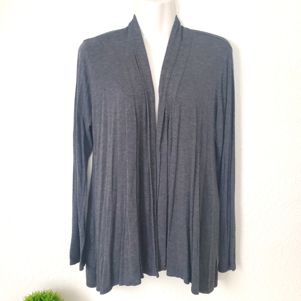Gray Open Front Cardigan